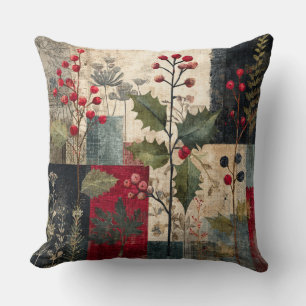 Cojín Decorativo Una Rustica Colcha de Invierno de Bayas de Acebo
