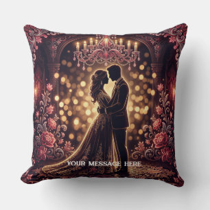 Cojín Decorativo Una silueta de novia y novio en un abrazo