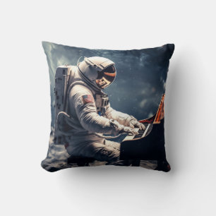 Cojín Decorativo Una sinfonía para las estrellas Piano astronauta