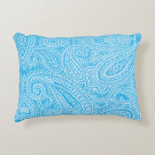 Cojín Decorativo Una tela azul vibrante con motivos intrincados (Anverso)