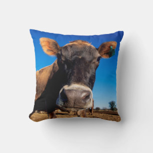Cojín Decorativo Una vaca Jersey siendo curiosa