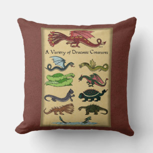 Cojín Decorativo Una variedad de criaturas draconicas