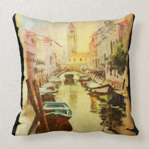 Cojín Decorativo Una vista del canal con los barcos y los edificios