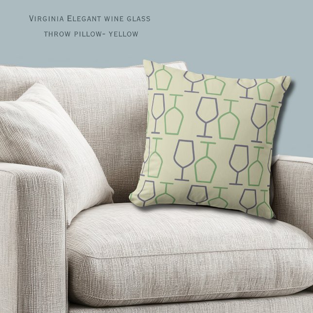 Cojín Decorativo Uncork & Relax | Virginia Wine Lover Yellow (Virginia Wine Glass Throw Pillow)