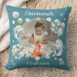 Cojín Decorativo Under the Sea Cute Dolphin Photo Girly 