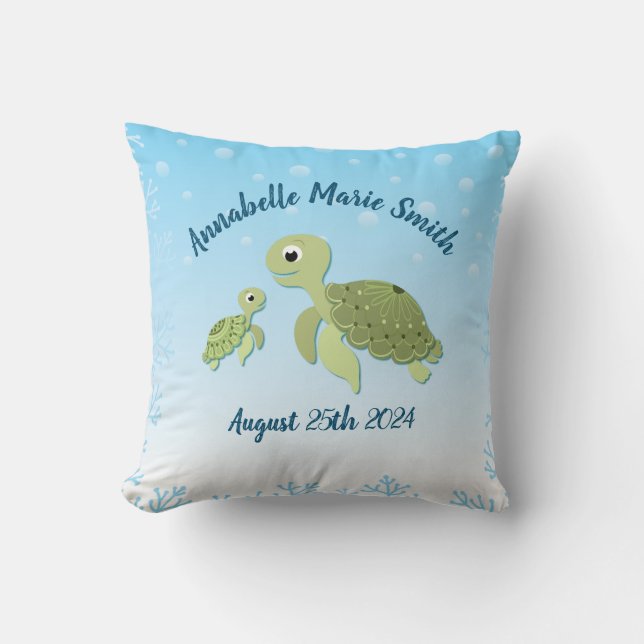 Cojín Decorativo Under the Sea Turtle Baby Shower (Anverso)
