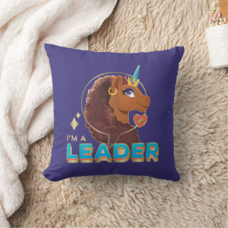 Cojín Decorativo Único diseño de unicornio "Soy líder"