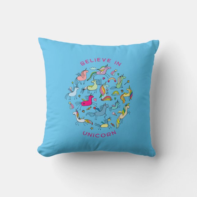 Cojín Decorativo Unicorn Magic Kawaii (Anverso)
