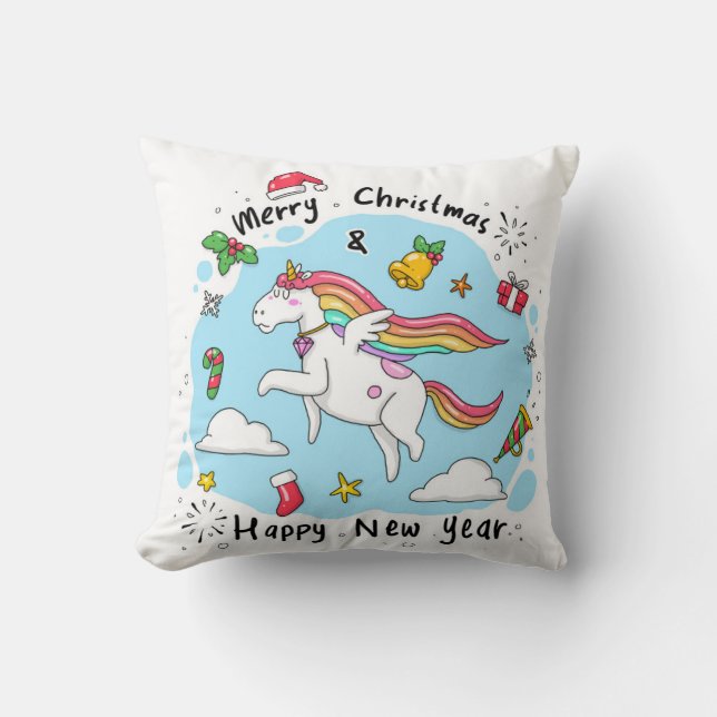 Cojín Decorativo Unicorn navidades (Anverso)