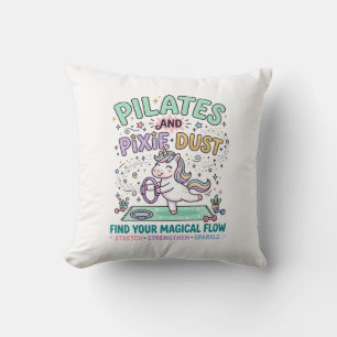 Cojín Decorativo Unicorn Pilates y polvo de hadas tipografía negrit