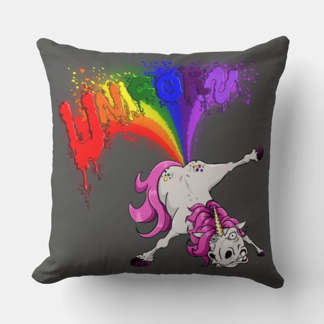 Cojín Decorativo unicorn rainbow fart (Anverso)