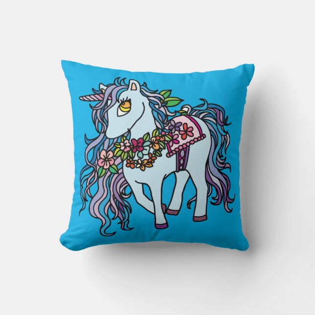 Cojín Decorativo Unicornio azul (Anverso)