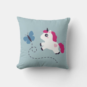 Cojín Decorativo Unicornio blanco con mariposa