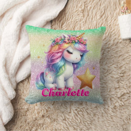 Cojín Decorativo unicornio brillante estrella mágica