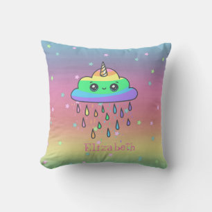 Cojín Decorativo Unicornio caprichoso Arcoiris, Lluvia ,Ombre