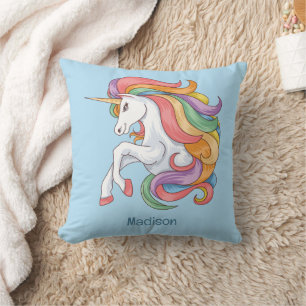 Cojín Decorativo Unicornio Colorido de Texto Personalizado