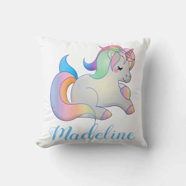 Cojín Decorativo Unicornio colorido personalizado (Anverso)