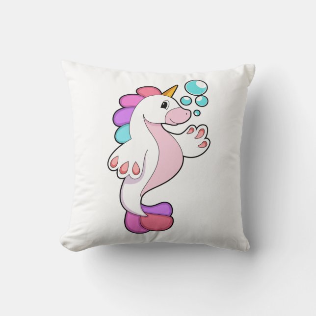 Cojín Decorativo Unicornio con burbujas de agua.PNG (Anverso)