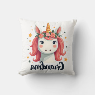 Cojín Decorativo Unicornio Corona Floral Abuela Vintage Mágico Lind