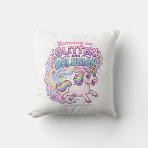 Cojín Decorativo Unicornio corriendo sobre brillo y desilusión enca