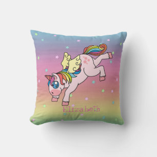 Cojín Decorativo Unicornio de Arcoíris Caprichoso, Ombre
