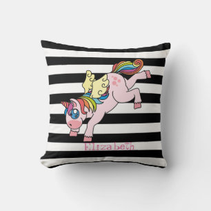 Cojín Decorativo Unicornio de Arcoíris Caprichoso, Rayado