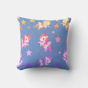Cojín decorativo Unicornio de bebé morado y rosa