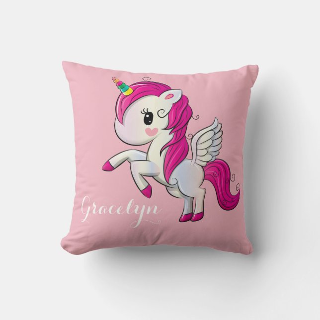 Cojín Decorativo Unicornio de bebé personalizado (Anverso)