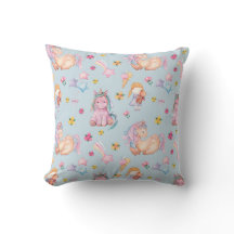 Unicornio de cuento de hadas y acuarela floral