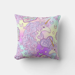 Cojín Decorativo Unicornio de formas multicolores, arco iris de mar