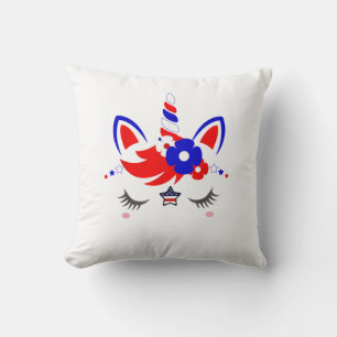 Cojín Decorativo Unicornio de la camiseta del 4 de julio divertido 