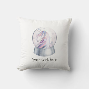 Cojín Decorativo Unicornio de purpurina con acuarela