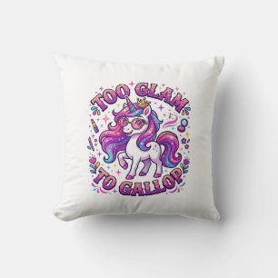 Cojín Decorativo Unicornio Demasiado Glam para Galopar Impresión Co