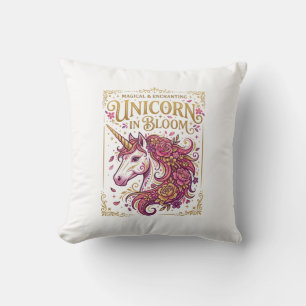 Cojín Decorativo Unicornio en Flor Diseño Elegante de Zazzle_1