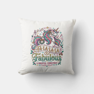 Cojín Decorativo Unicornio Fa La La La Fabuloso Fondo Blanco Lindo