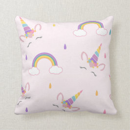 Cojín Decorativo Unicornio feliz y arco iris
