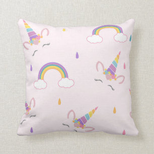 Cojín Decorativo Unicornio feliz y arco iris