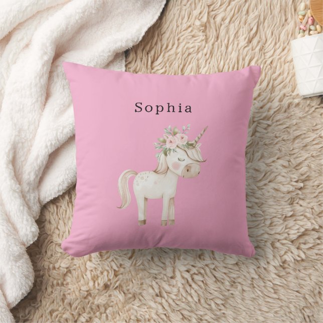 Cojín Decorativo Unicornio Floral Rosa (Manta)