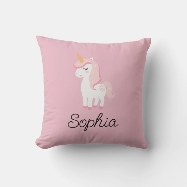 Cojín Decorativo Unicornio, hadas, magia - Nombre personalizado (Anverso)
