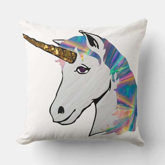 Cojín Decorativo unicornio holográfico (Anverso)