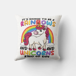 Cojín Decorativo Unicornio Lindo Arcoíris Divertido