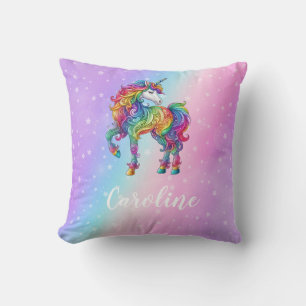 Cojín Decorativo Unicornio mágico colorido