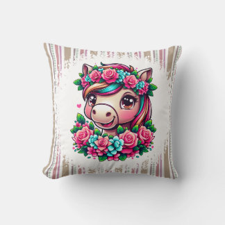Cojín Decorativo Unicornio mágico con flores
