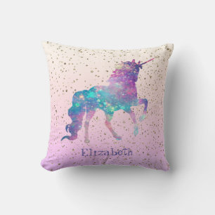Cojín Decorativo Unicornio Mágico, Confeti Dorado