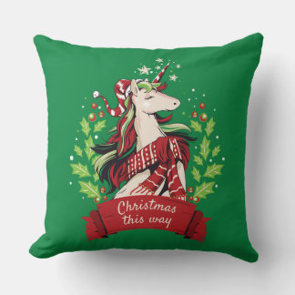 Cojín Decorativo Unicornio mágico de Navidad