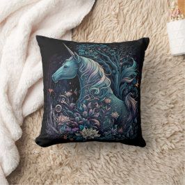Cojín Decorativo Unicornio místico - Bosque de fantasía
