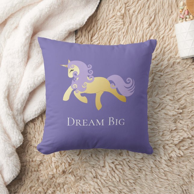 Cojín Decorativo Unicornio morado dorado (Manta)