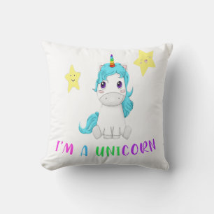 Cojín Decorativo unicornio multicolor divertido con estrellas felic