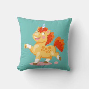 Cojín Decorativo Unicornio naranja divertido