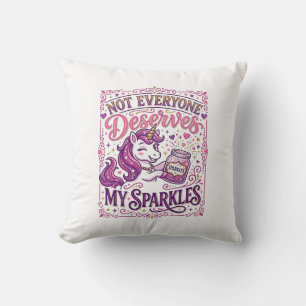 Cojín Decorativo Unicornio No Todos Merecen Mis Brillos Elegantes 
